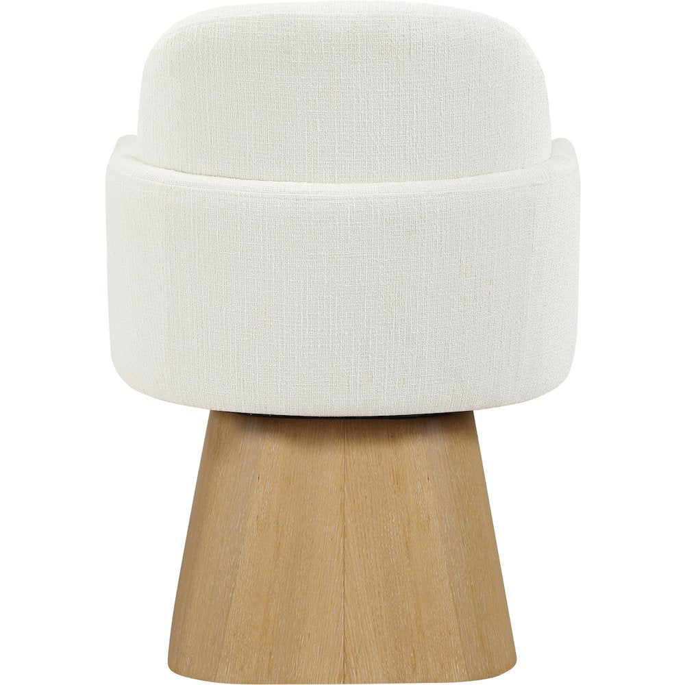 Marlowe Cream Linen Textured Fabric Upholstered Swivel Dining Arm Chair