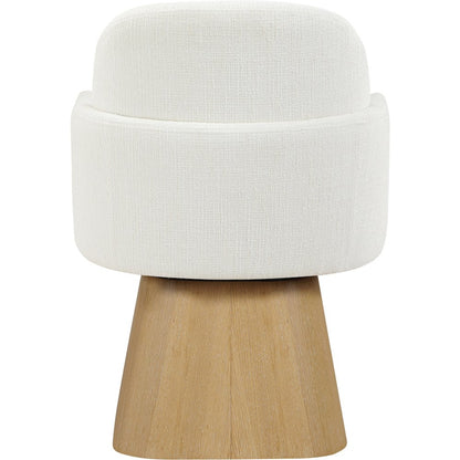 Marlowe Cream Linen Textured Fabric Upholstered Swivel Dining Arm Chair