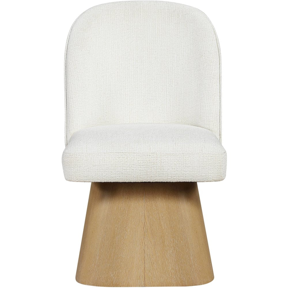 Marlowe Cream Linen Textured Fabric Upholstered Swivel Dining Side Chair