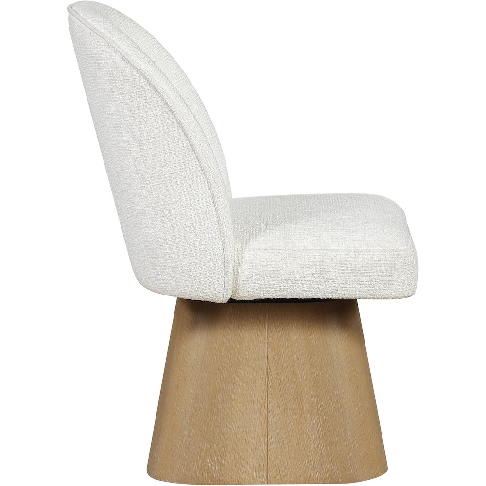 Marlowe Cream Linen Textured Fabric Upholstered Swivel Dining Side Chair