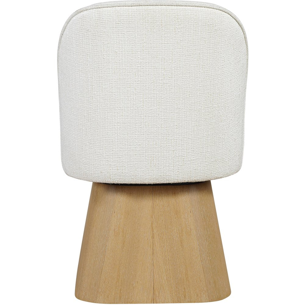 Marlowe Cream Linen Textured Fabric Upholstered Swivel Dining Side Chair