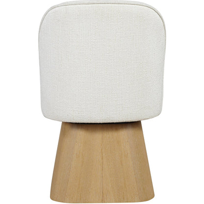 Marlowe Cream Linen Textured Fabric Upholstered Swivel Dining Side Chair