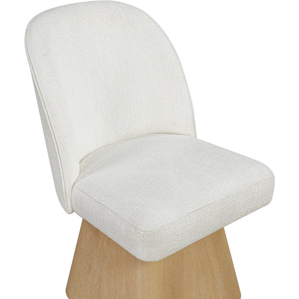 Marlowe Cream Linen Textured Fabric Upholstered Swivel Dining Side Chair