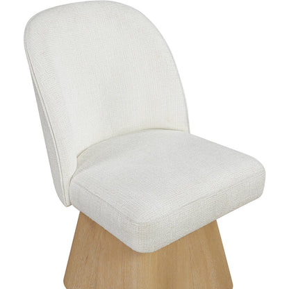 Marlowe Cream Linen Textured Fabric Upholstered Swivel Dining Side Chair