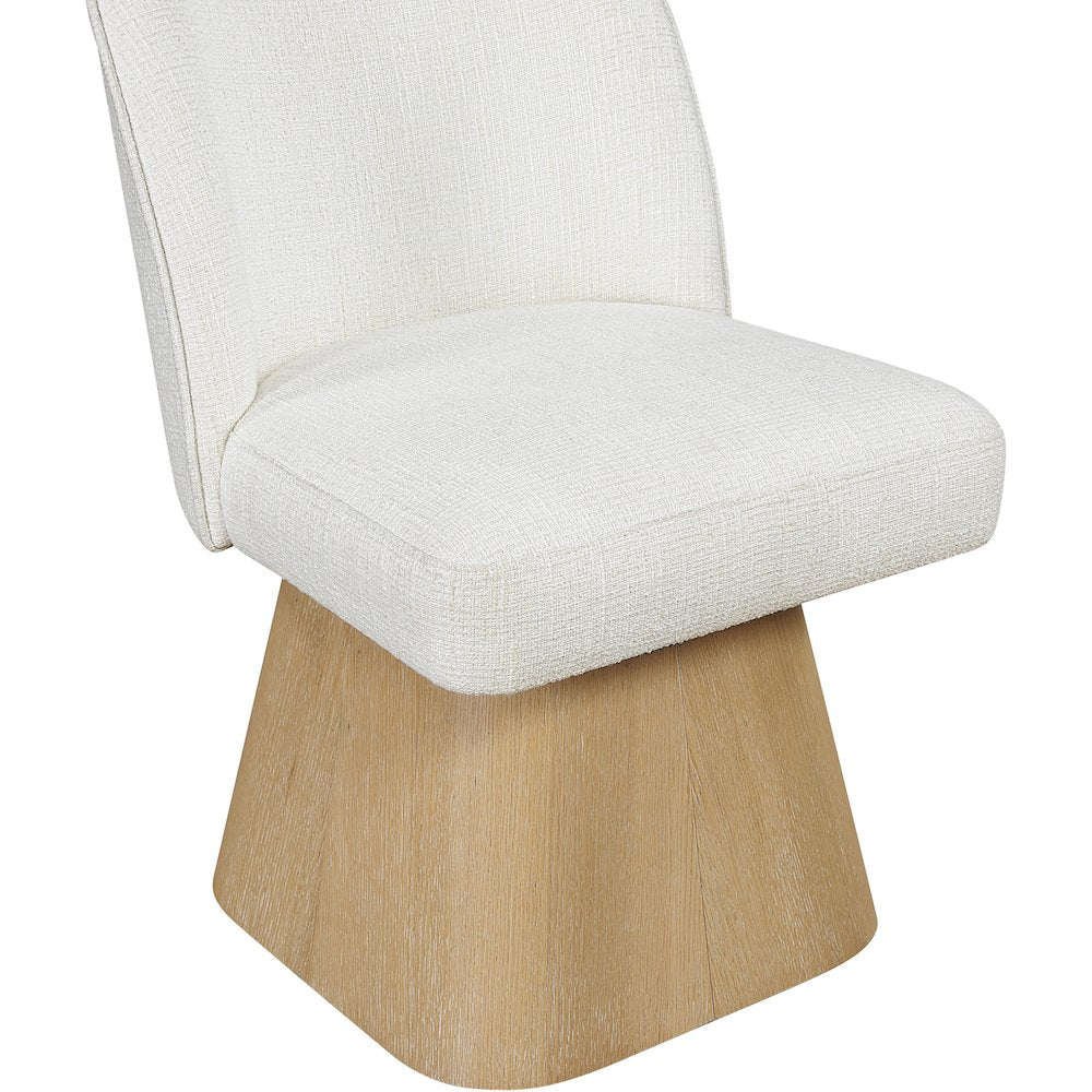 Marlowe Cream Linen Textured Fabric Upholstered Swivel Dining Side Chair