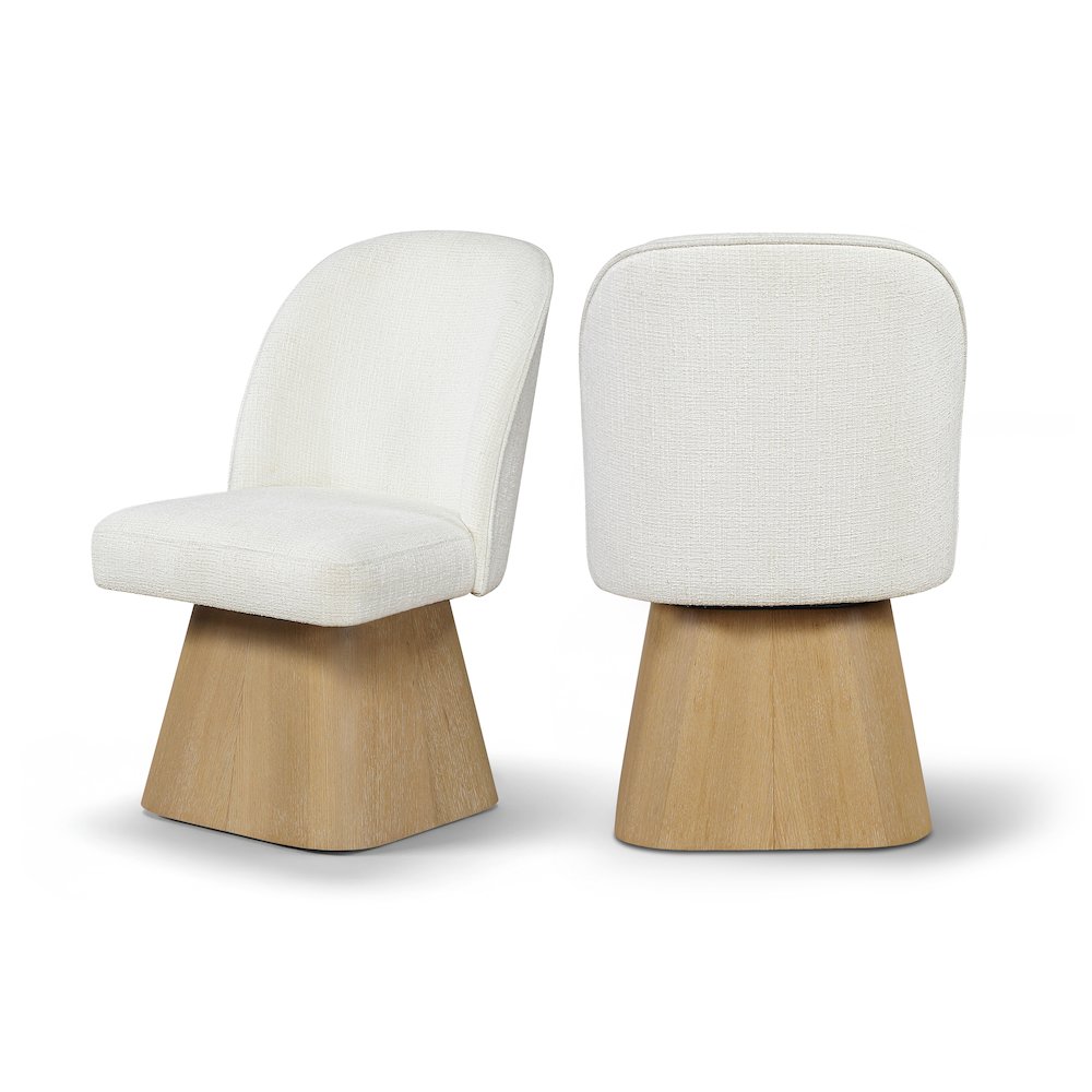 Marlowe Cream Linen Textured Fabric Upholstered Swivel Dining Side Chair