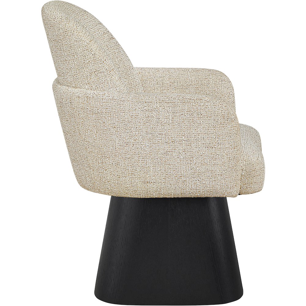 Marlowe Beige Linen Textured Fabric Upholstered Swivel Dining Arm Chair
