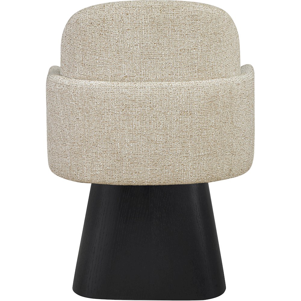 Marlowe Beige Linen Textured Fabric Upholstered Swivel Dining Arm Chair