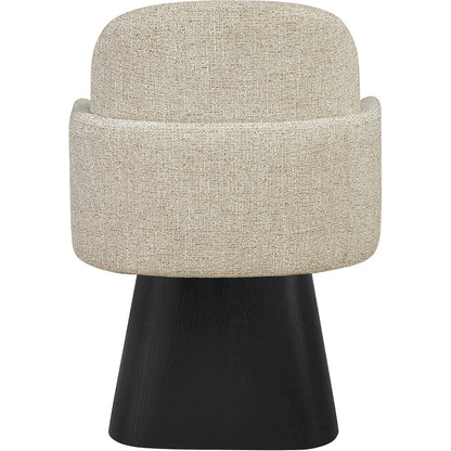 Marlowe Beige Linen Textured Fabric Upholstered Swivel Dining Arm Chair