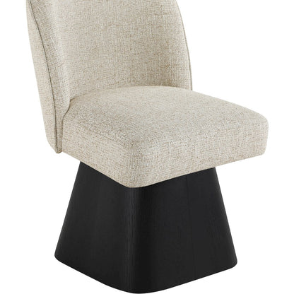 Marlowe Beige Linen Textured Fabric Upholstered Swivel Dining Side Chair