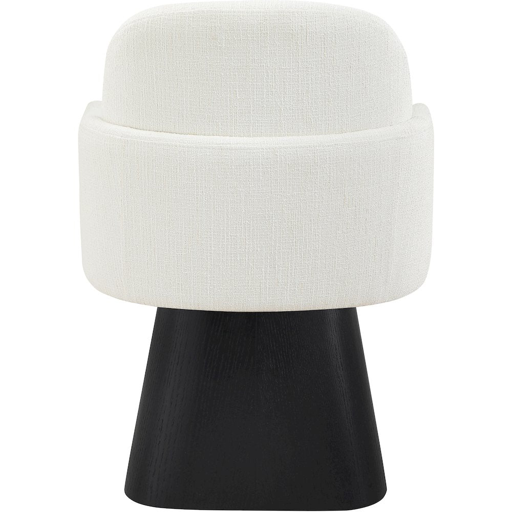 Marlowe Cream Linen Textured Fabric Upholstered Swivel Dining Arm Chair