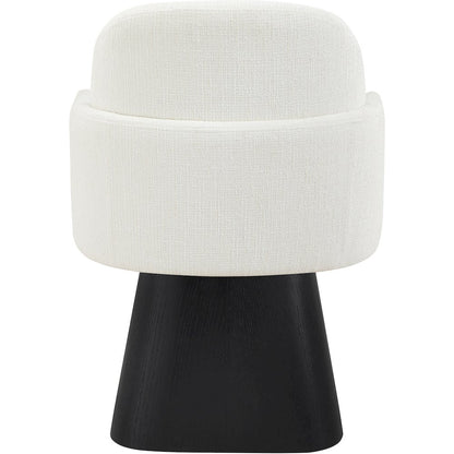 Marlowe Cream Linen Textured Fabric Upholstered Swivel Dining Arm Chair