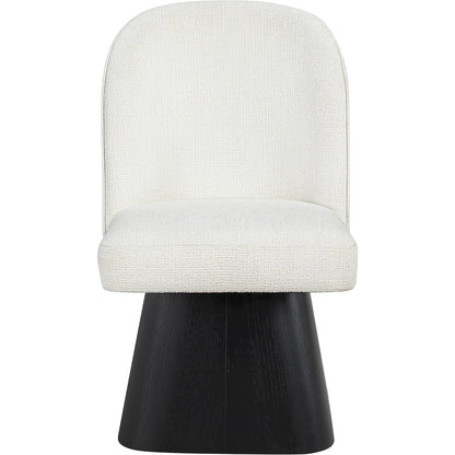Marlowe Cream Linen Textured Fabric Upholstered Swivel Dining Side Chair