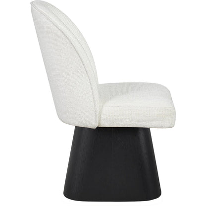 Marlowe Cream Linen Textured Fabric Upholstered Swivel Dining Side Chair