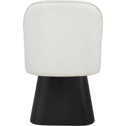 Marlowe Cream Linen Textured Fabric Upholstered Swivel Dining Side Chair
