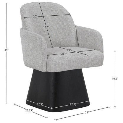 Marlowe Grey Linen Textured Fabric Upholstered Swivel Dining Arm Chair