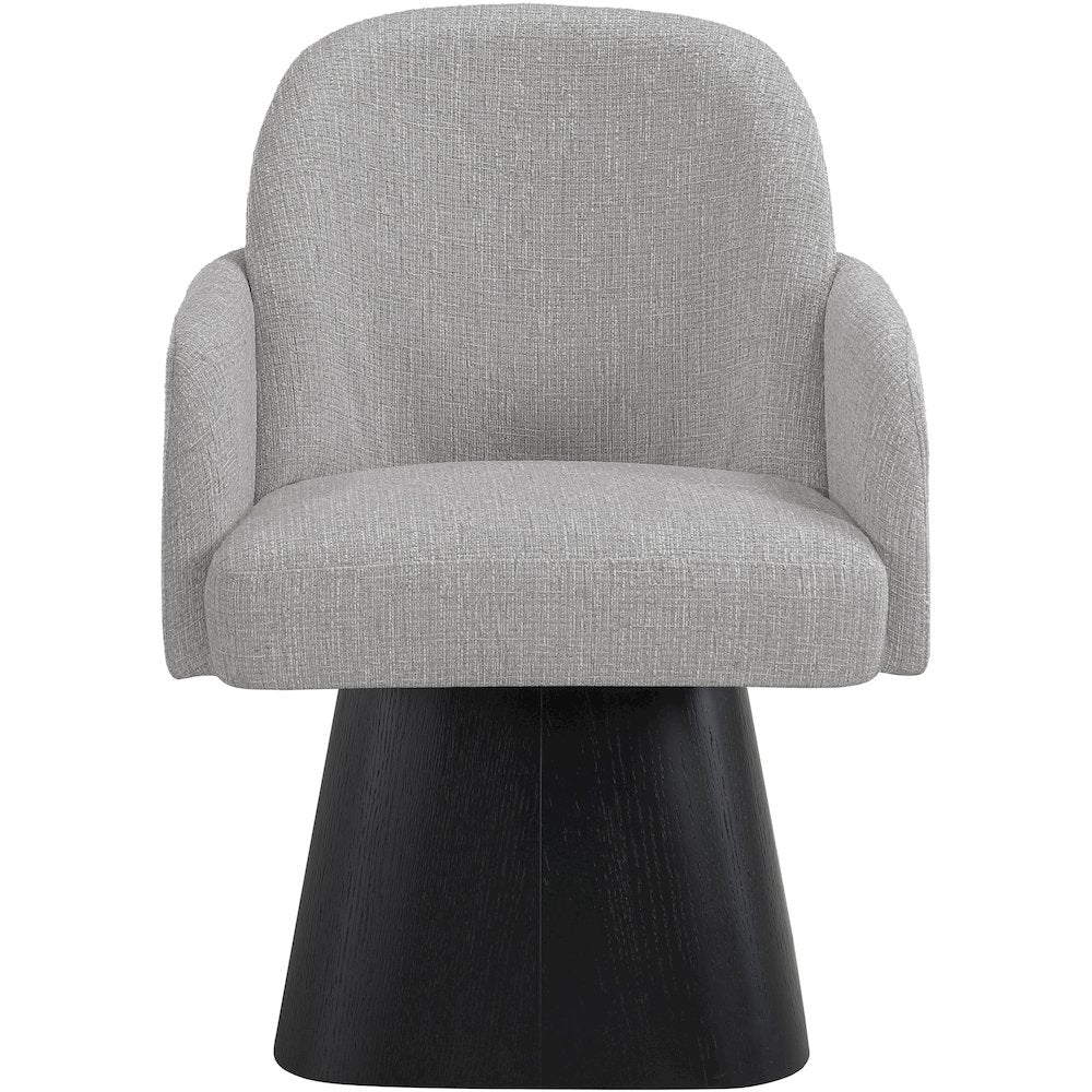Marlowe Grey Linen Textured Fabric Upholstered Swivel Dining Arm Chair