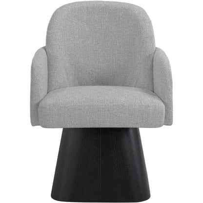 Marlowe Grey Linen Textured Fabric Upholstered Swivel Dining Arm Chair