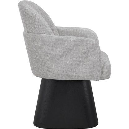 Marlowe Grey Linen Textured Fabric Upholstered Swivel Dining Arm Chair