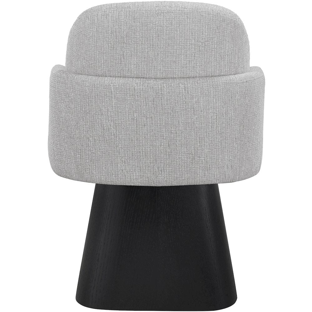 Marlowe Grey Linen Textured Fabric Upholstered Swivel Dining Arm Chair