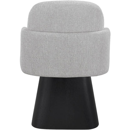 Marlowe Grey Linen Textured Fabric Upholstered Swivel Dining Arm Chair