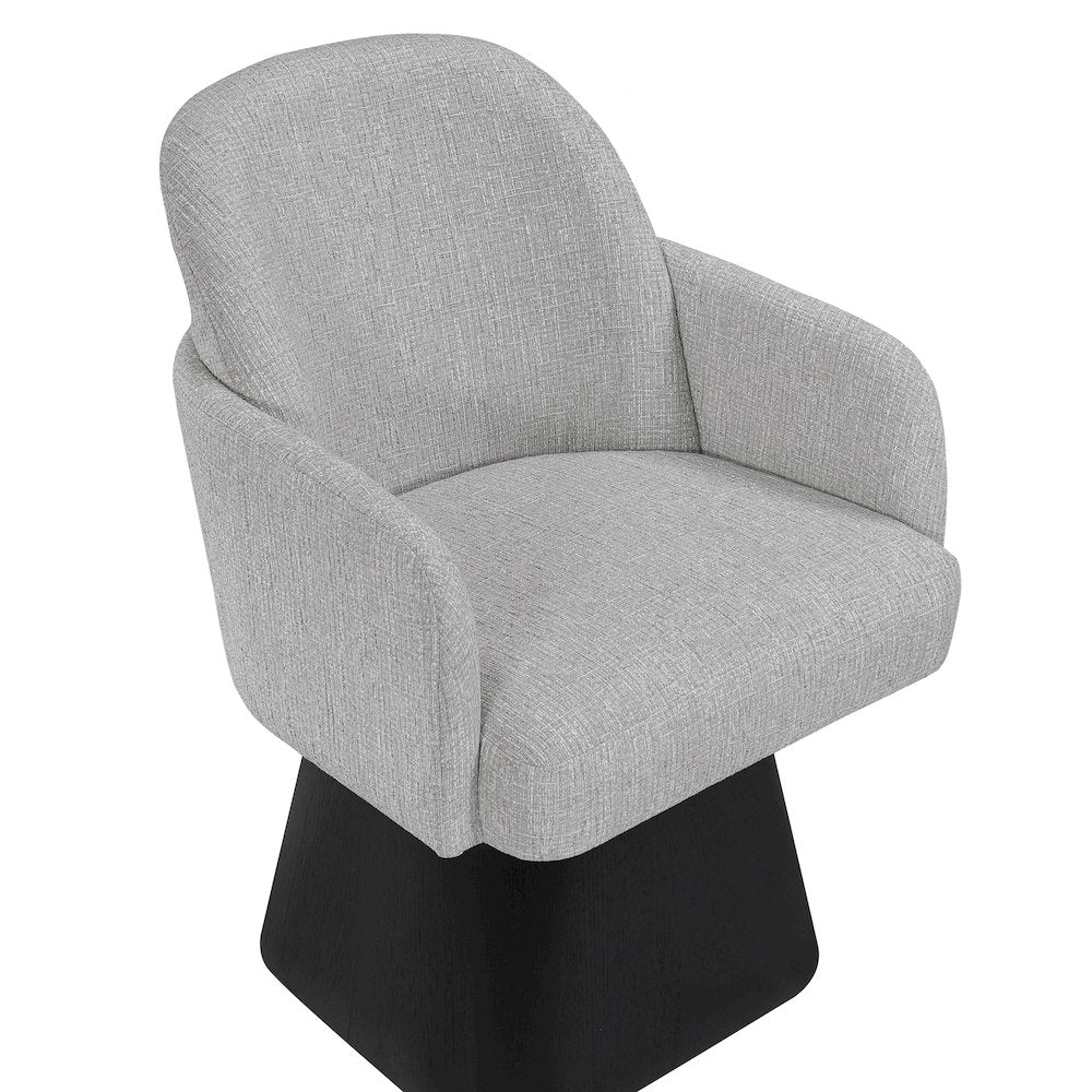 Marlowe Grey Linen Textured Fabric Upholstered Swivel Dining Arm Chair