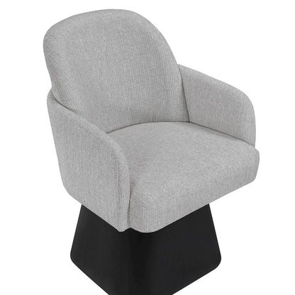 Marlowe Grey Linen Textured Fabric Upholstered Swivel Dining Arm Chair