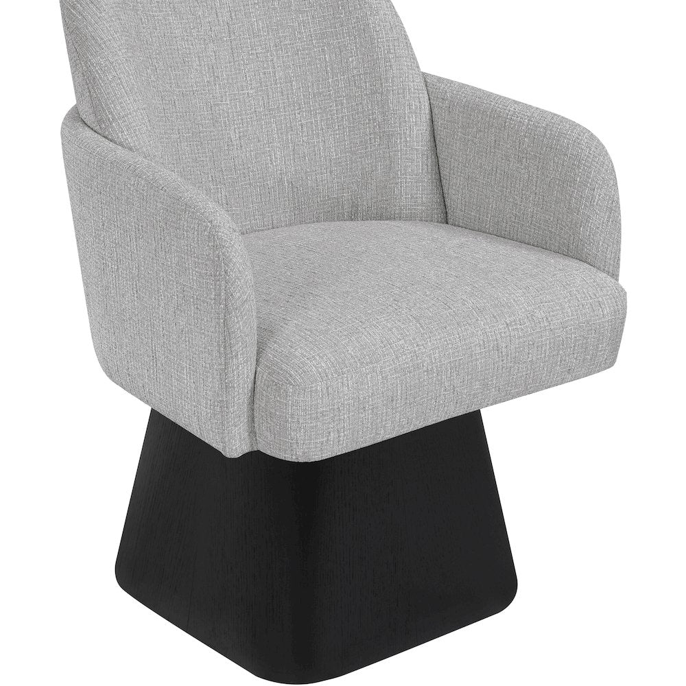 Marlowe Grey Linen Textured Fabric Upholstered Swivel Dining Arm Chair