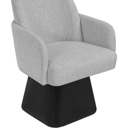 Marlowe Grey Linen Textured Fabric Upholstered Swivel Dining Arm Chair