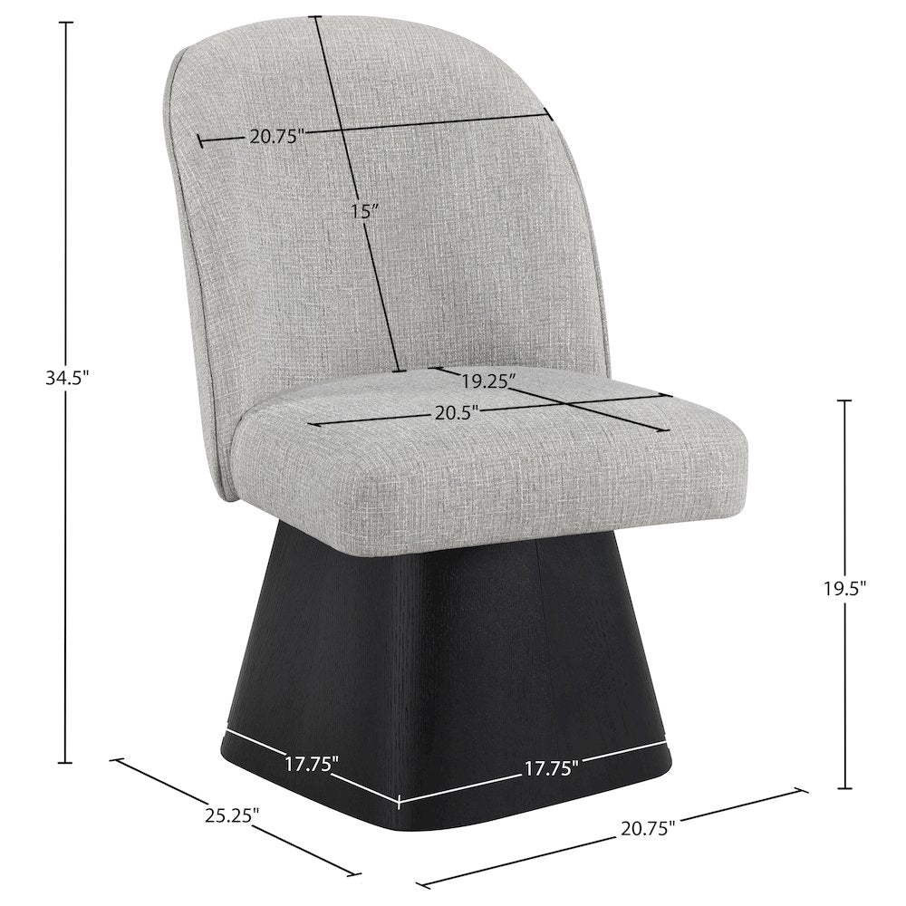 Marlowe Grey Linen Textured Fabric Upholstered Swivel Dining Side Chair