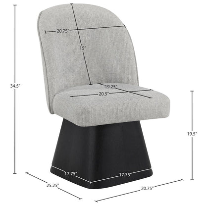 Marlowe Grey Linen Textured Fabric Upholstered Swivel Dining Side Chair