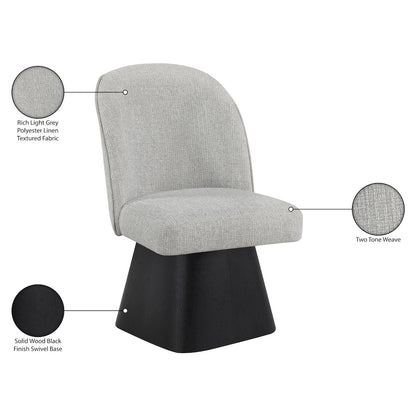 Marlowe Grey Linen Textured Fabric Upholstered Swivel Dining Side Chair