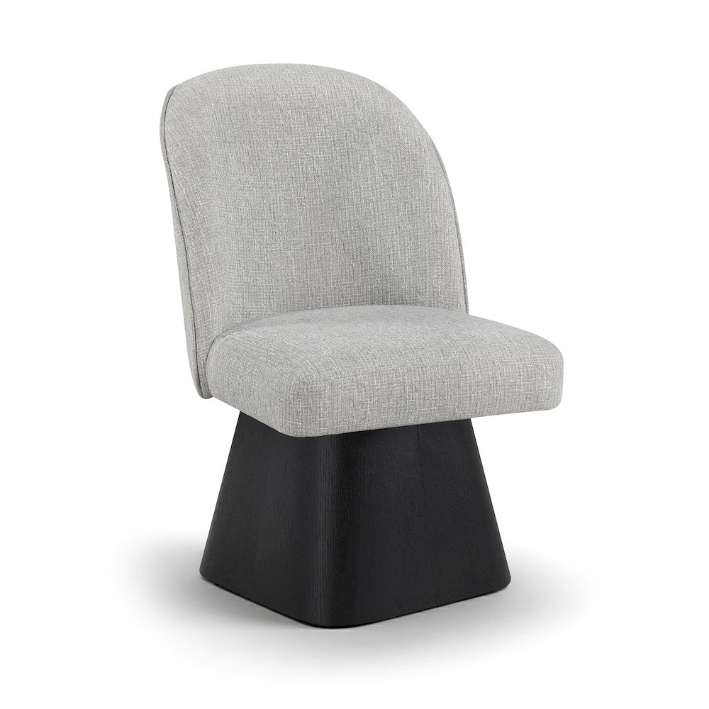 Marlowe Grey Linen Textured Fabric Upholstered Swivel Dining Side Chair