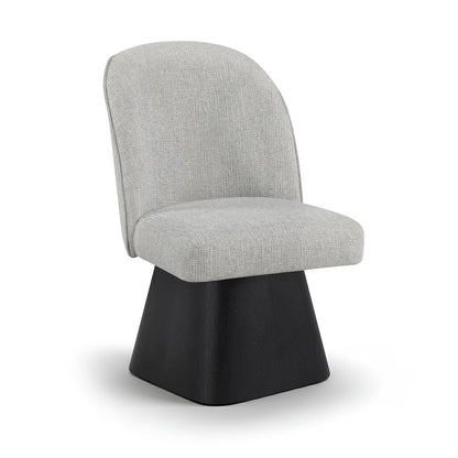 Marlowe Grey Linen Textured Fabric Upholstered Swivel Dining Side Chair