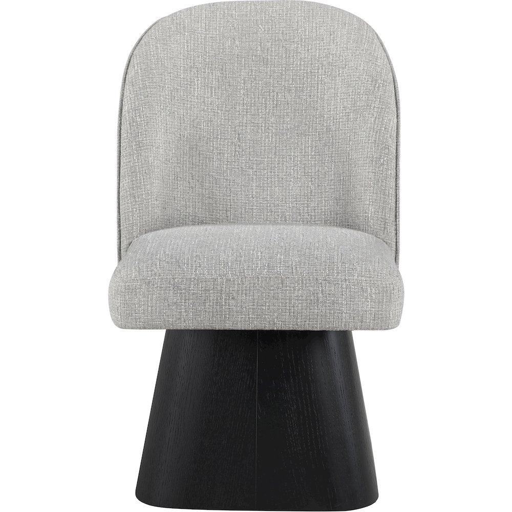 Marlowe Grey Linen Textured Fabric Upholstered Swivel Dining Side Chair