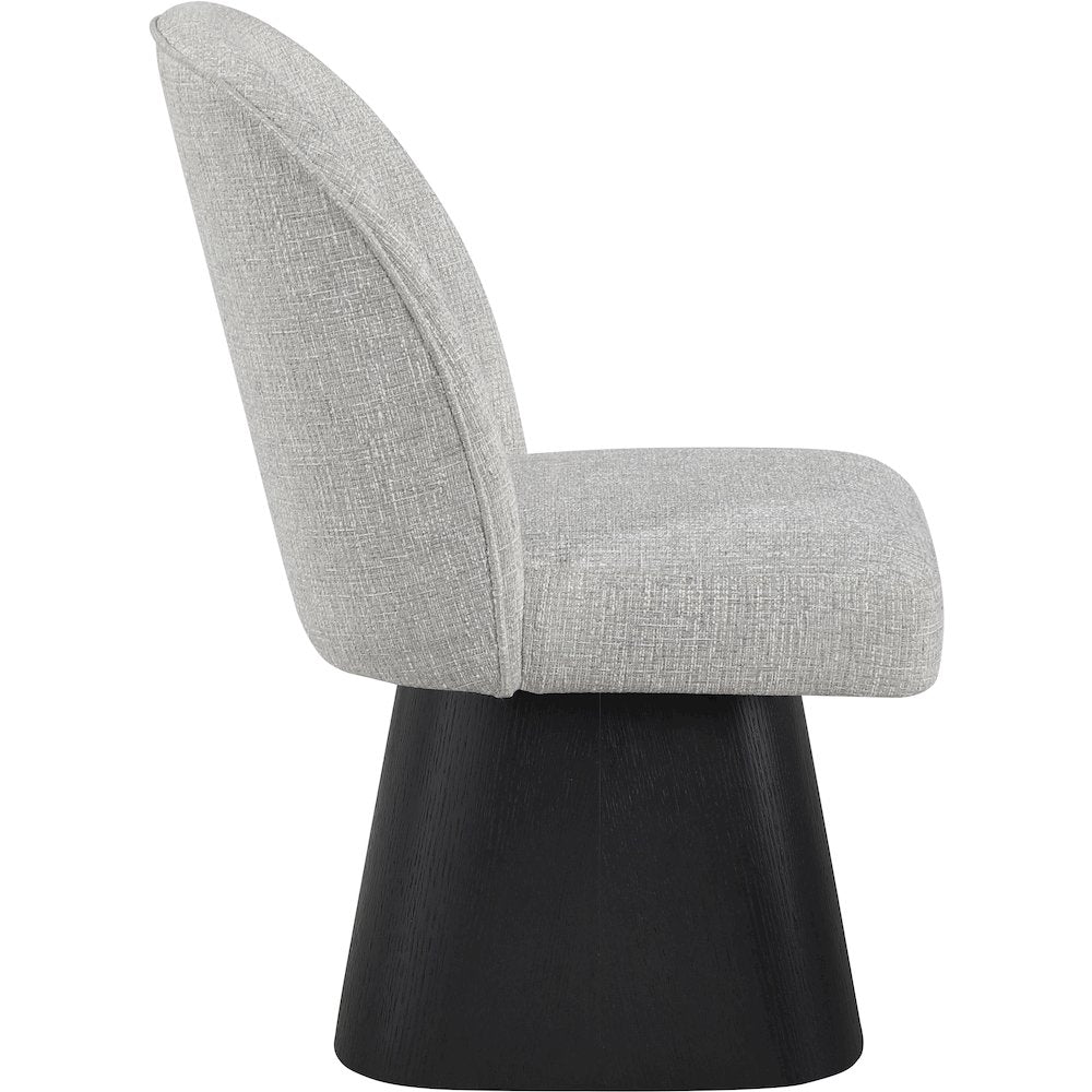 Marlowe Grey Linen Textured Fabric Upholstered Swivel Dining Side Chair