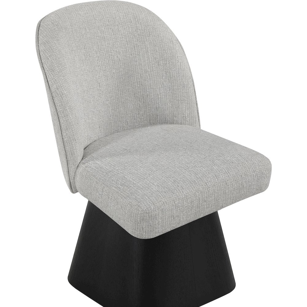 Marlowe Grey Linen Textured Fabric Upholstered Swivel Dining Side Chair