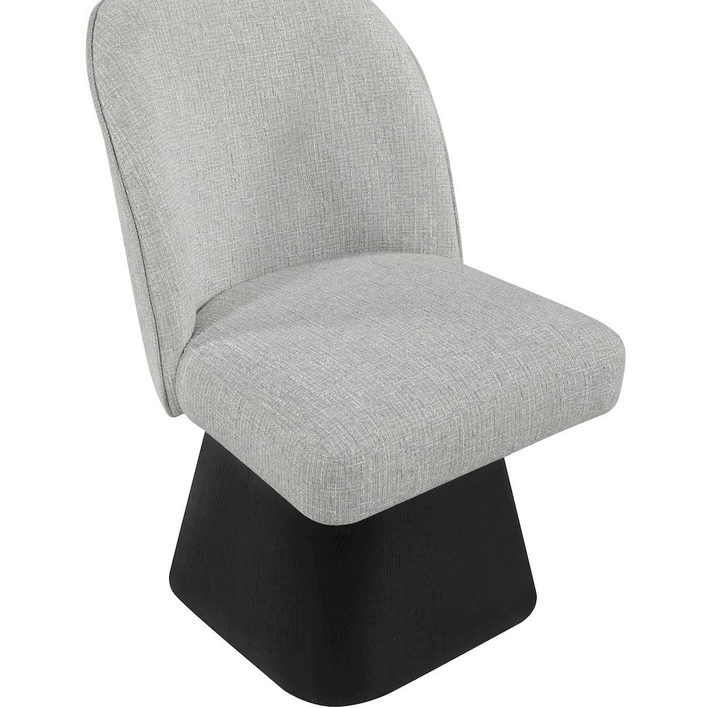 Marlowe Grey Linen Textured Fabric Upholstered Swivel Dining Side Chair
