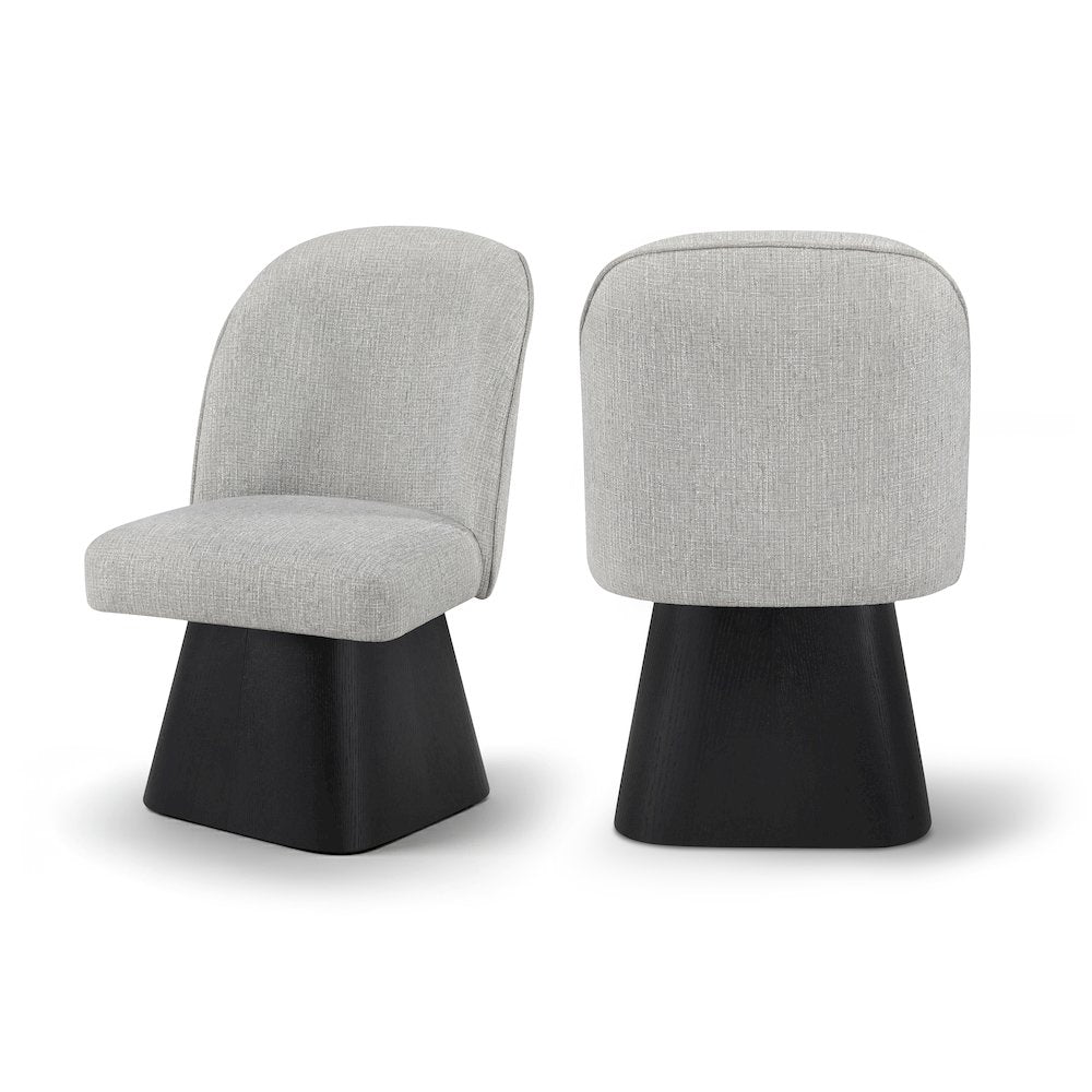 Marlowe Grey Linen Textured Fabric Upholstered Swivel Dining Side Chair