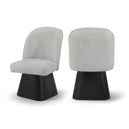 Marlowe Grey Linen Textured Fabric Upholstered Swivel Dining Side Chair
