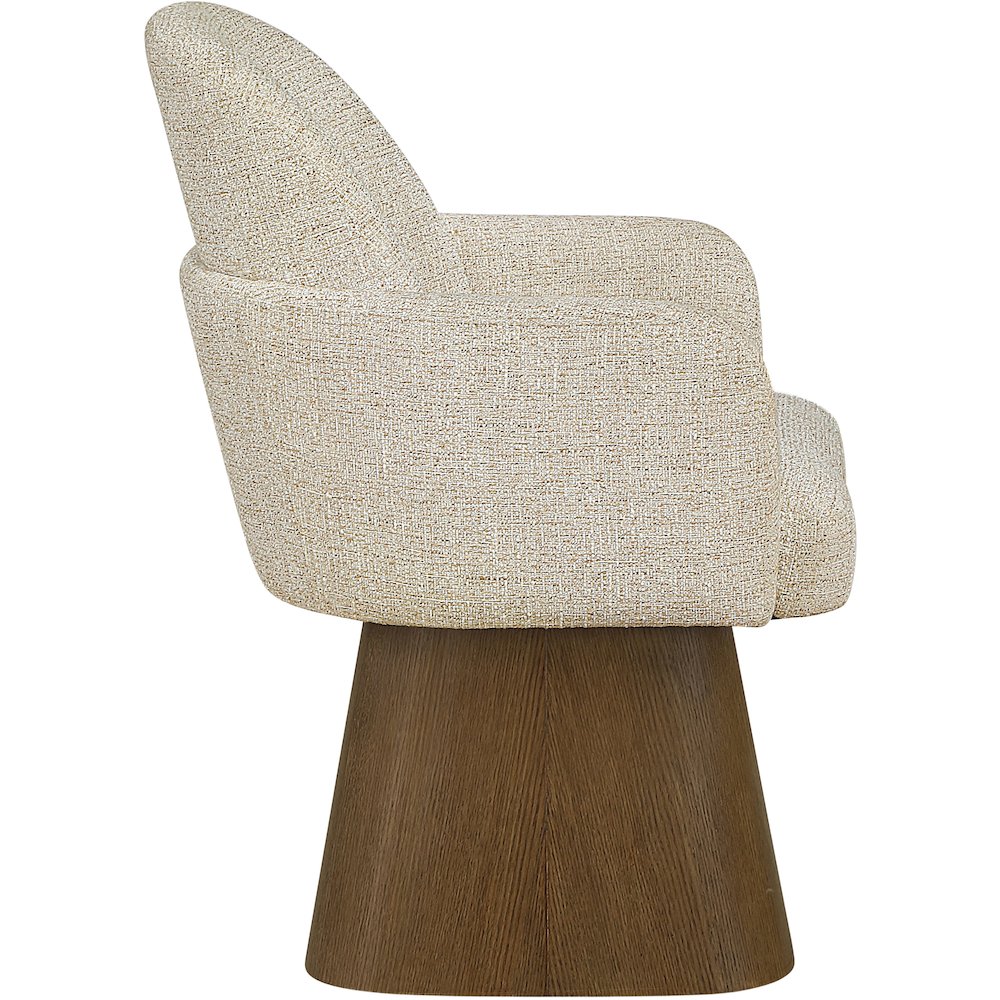 Marlowe Beige Linen Textured Fabric Upholstered Swivel Dining Arm Chair