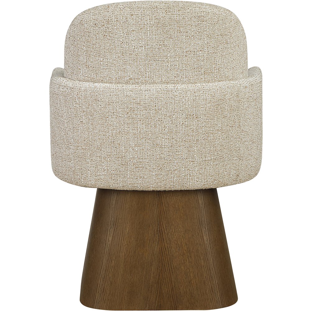 Marlowe Beige Linen Textured Fabric Upholstered Swivel Dining Arm Chair