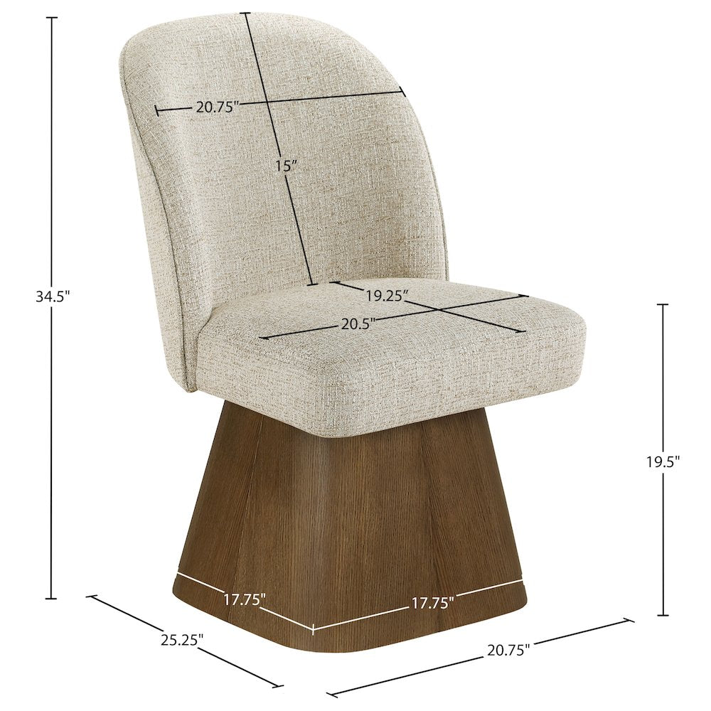 Marlowe Beige Linen Textured Fabric Upholstered Swivel Dining Side Chair