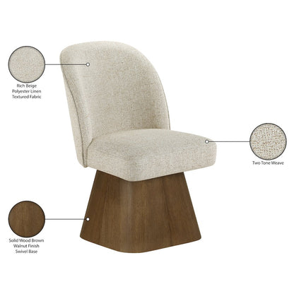 Marlowe Beige Linen Textured Fabric Upholstered Swivel Dining Side Chair