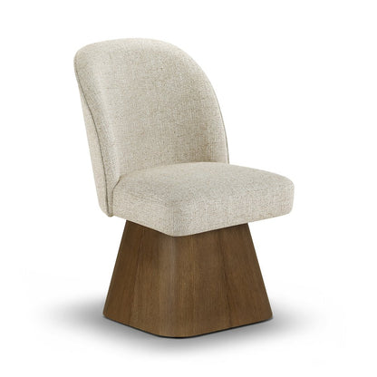 Marlowe Beige Linen Textured Fabric Upholstered Swivel Dining Side Chair