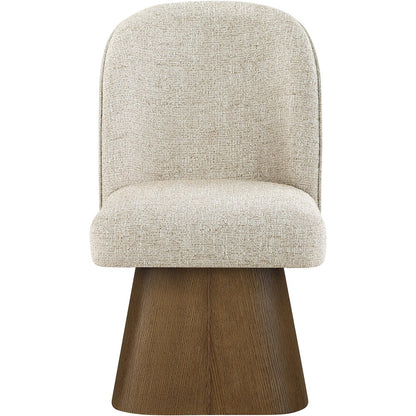 Marlowe Beige Linen Textured Fabric Upholstered Swivel Dining Side Chair