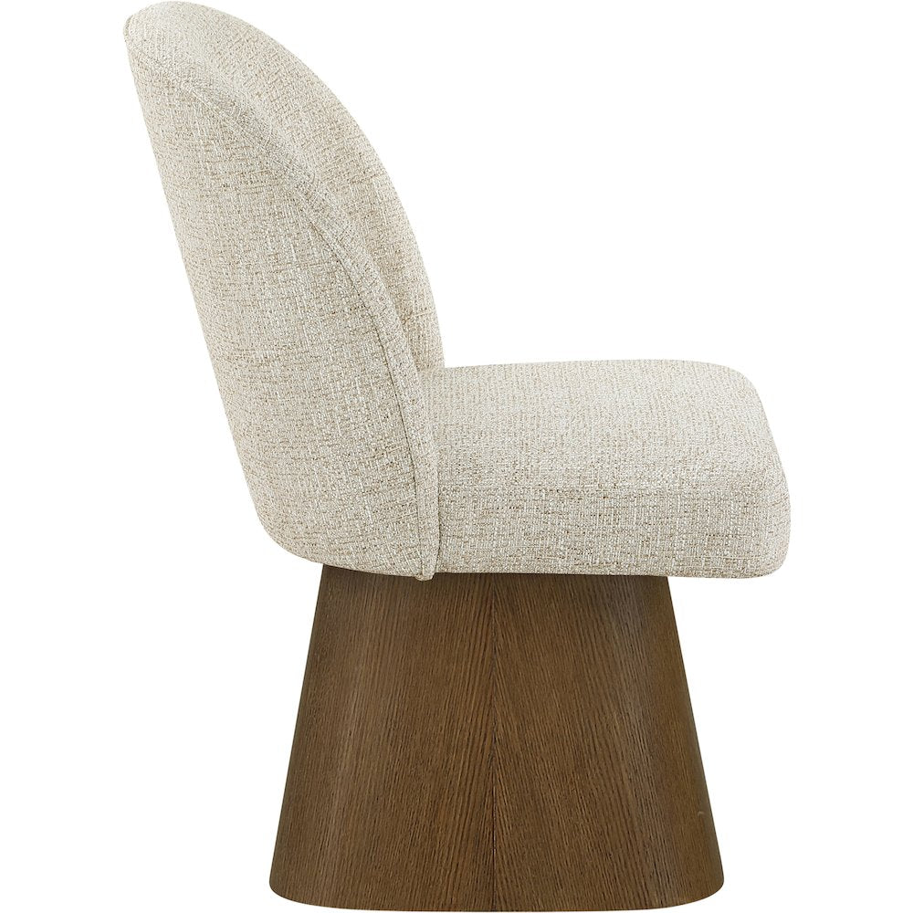 Marlowe Beige Linen Textured Fabric Upholstered Swivel Dining Side Chair