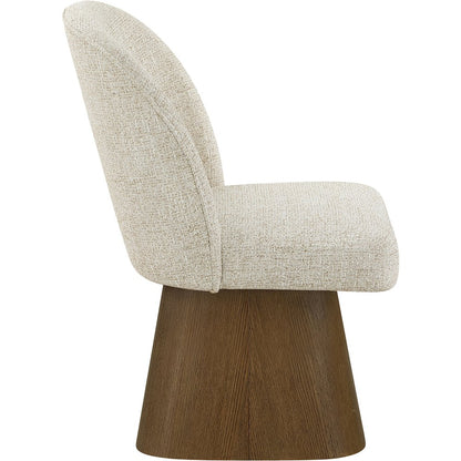 Marlowe Beige Linen Textured Fabric Upholstered Swivel Dining Side Chair