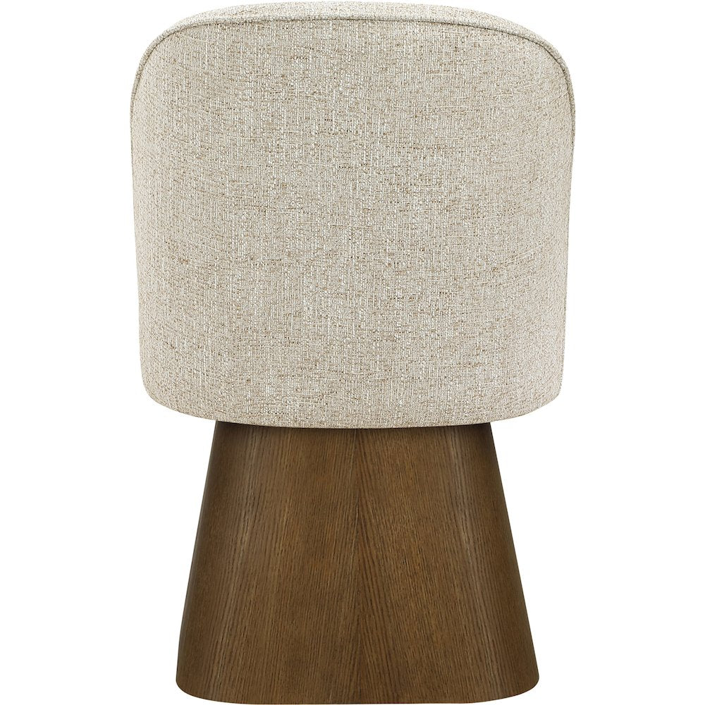 Marlowe Beige Linen Textured Fabric Upholstered Swivel Dining Side Chair