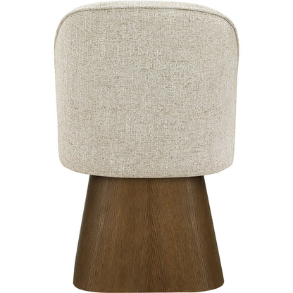 Marlowe Beige Linen Textured Fabric Upholstered Swivel Dining Side Chair